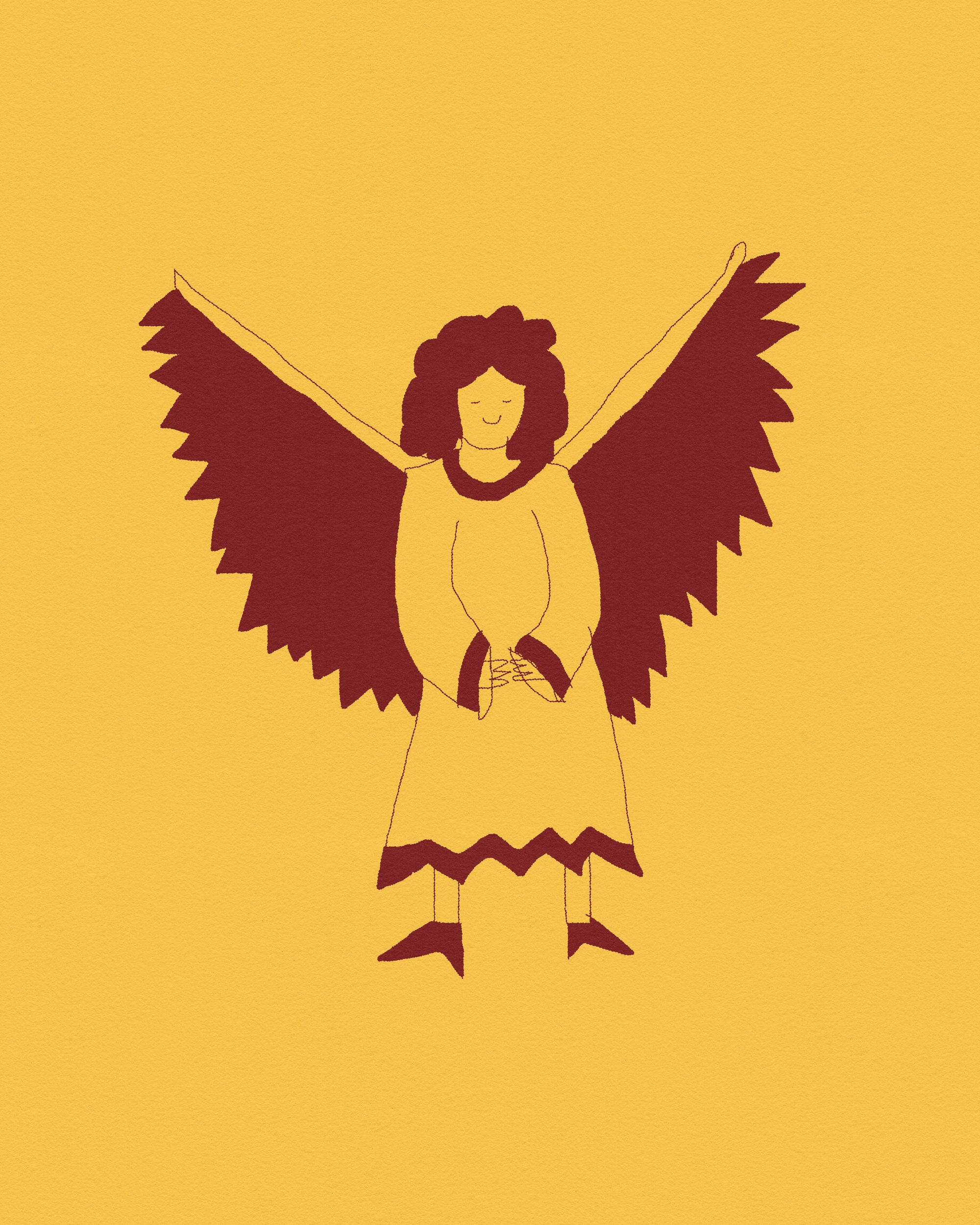 This reminds me of me, a happy accident. First I experiemnted with different colour/textures to make it a little more dimensional. Then I began moving all these designs around in an attempt to make the flash nice. I couldn't find any nice combo. A hour or so later, I returned and make the ciggy angel larger to prep him for export. As soon as I did that, that itch that goes off in my brain that says 